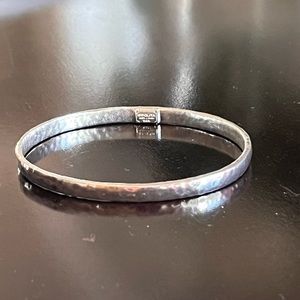 IPPOLITA Solid 925 Sterling Silver Flat Hammered Bangle Bracelet LIKE NEW $295